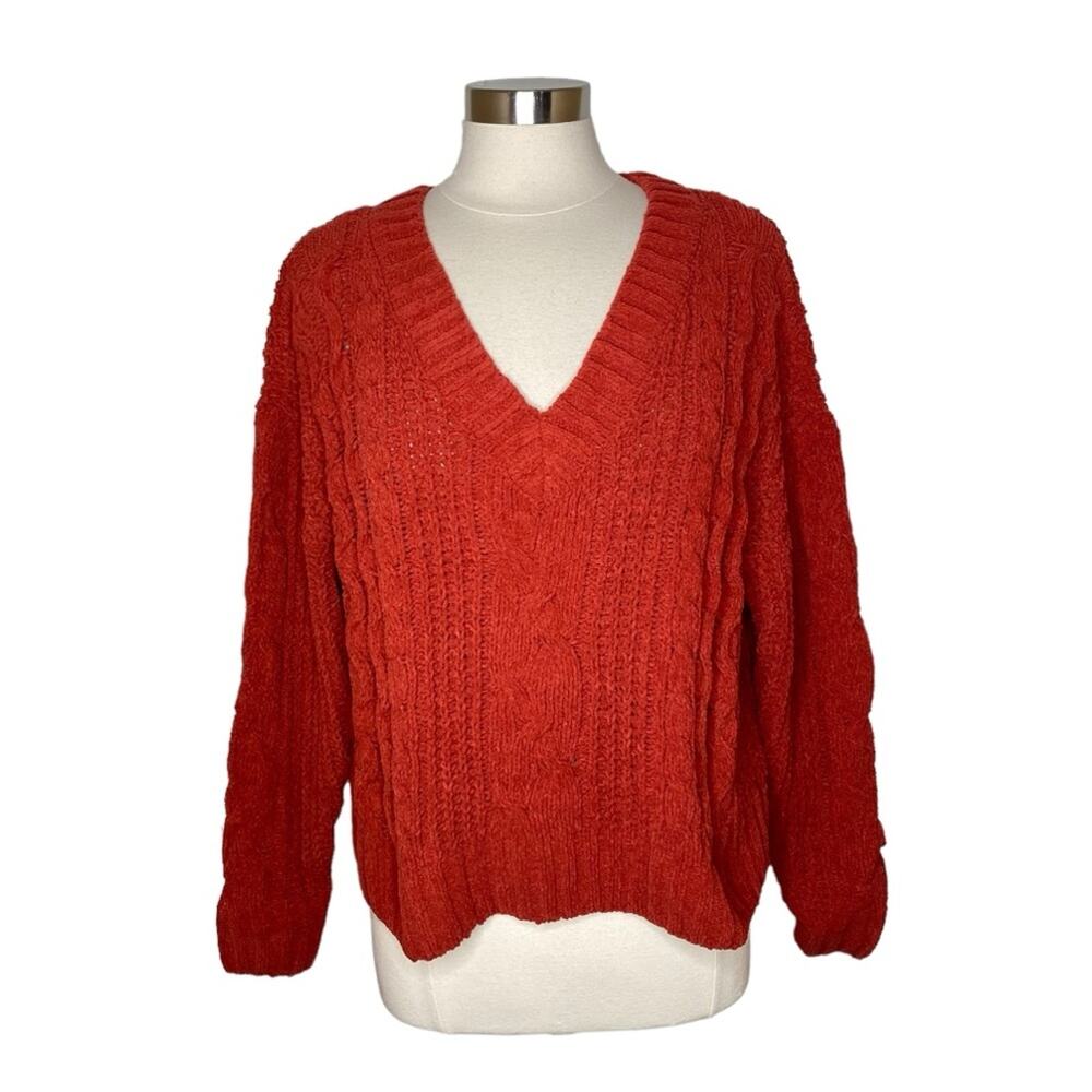 Stitch Fix Wynter Halsey V-Neck Cable Knit Sweater Women's Size‎ Large New